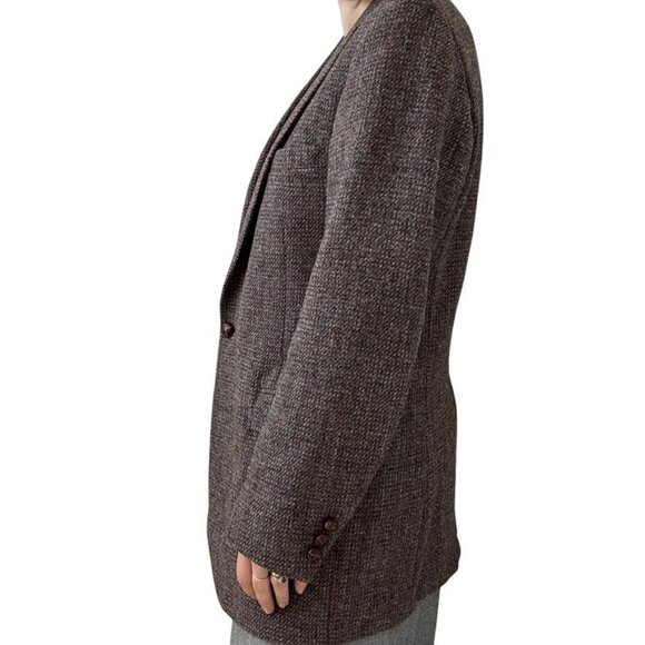 Vintage Harris Tweed Brown Wool Woven in Scotland Academic Blazer Sport Coat 42L - Picture 7 of 9